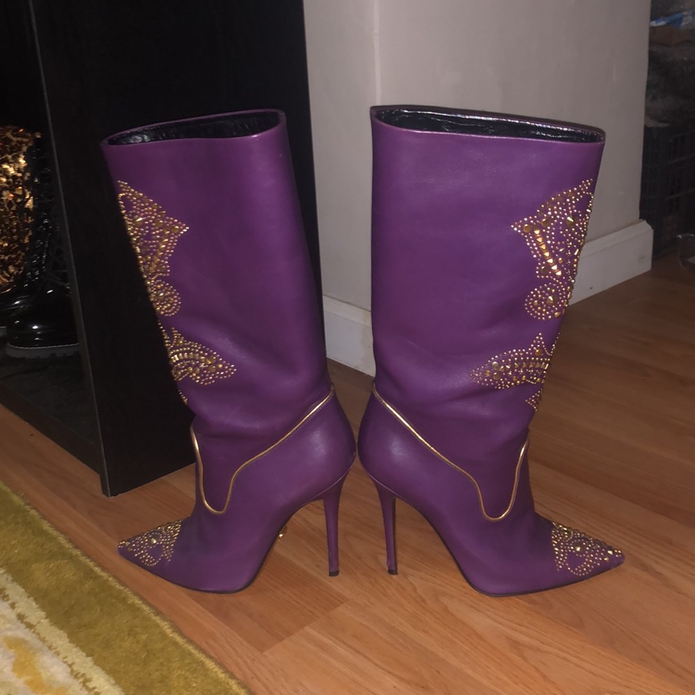 Purple Versace Western Studded Boots - Picture 8 of 13